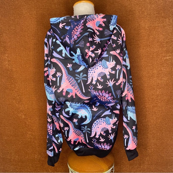 Modern Pixie Lady Pink/Black Dinosaur Teacher Preschool Kidcore Hoodie, Size L. - Picture 3 of 4